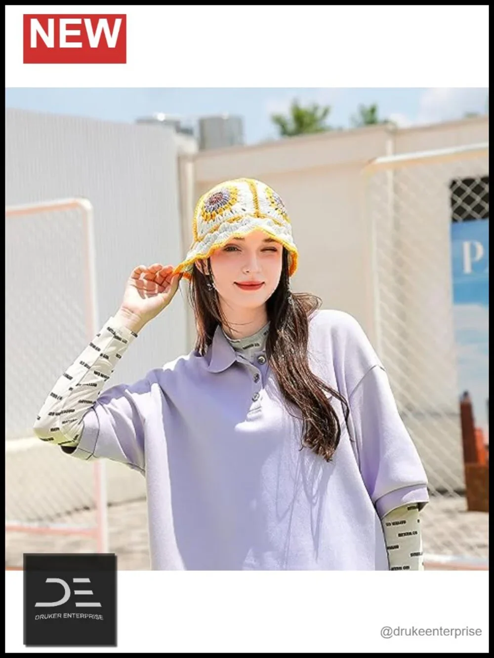 Hand Knit Crochet Bucket Hat for Women Foldable Floral Sun Hat